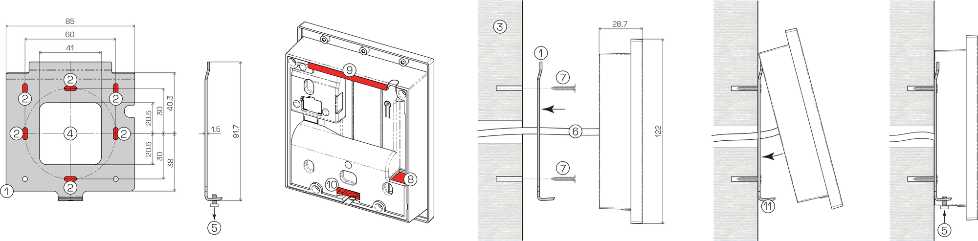 Installation with wall bracket